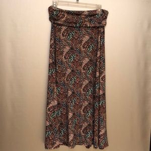 Lapis maxi skirt M paisley teal maroon pink